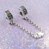 925 Sterling Silver Arcs of Love Rainbow Color Safety Chain Charm Fits European Pandora Style Jewelry Bead Bracelets