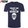 Trust Me I'm A Goalies T-shirt Men Cotton Summer Fashion Short Sleeve T Shirt Men Funny Ice Hockeys Player Gift Brand Clothing 210409