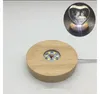 Solid wood LEDs Luminous Base Light Crystal Glass Transparent Objects Display Laser Round Stand for Cocktail Bar supplies