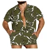 Heren tracksuits heren zomer mannen rompers shorts streetwear printing short mouw strand Hawaiian Playsuits knop casual jumpsuits 2022