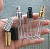 Clear Portable Glass Perfume Spray Bottle 10ml 20ml Empty Cosmetic Containers with Atomizer Gold Silver Cap Fragrance Bottles SN4271