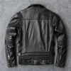 Motorcykel läderjacka man mode manlig kappa casual motor distressed windbreakers ytterkläder överrock toppar plus storlek-xxxl svart