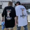 Kortärmad T-shirts Streetwear Sommar Rolig Angel Staty Print Bomull Casual Harajuku Hip Hop T-shirt Lossa Toppar 210602