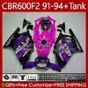 Body For HONDA CBR-600 CBR 600 CBR600 F2 FS CC 600F2 91 92 93 94 63No.252 600FS CBR600F2 600CC 1991-1994 Pink purple Bodywork CBR600FS 1991 1992 1993 1994 OEM Fairings