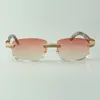 Designer micro-paved diamond sunglasses 3524026 with peacock wooden legs glasses, Direct sales, size: 56-18-135mm