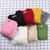 Flickor Tröjor Solid Candy Color Boys Spring Stickad Baby Ribbed Sweater Kids Kläder Pullover 210429