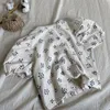 طفل طفلة أزياء القطن والكتان قصيرة الأكمام قميص الصيف جديد كيد فتاة الكرز نمط المطبوعة لينة قمم 210413