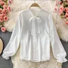 Conjunto de dos piezas para mujer, moda coreana, cuello con lazo, blusa blanca y tirantes finos, minivestido de Tweed de un solo pecho, trajes 220302