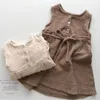 Koreaanse Japan stijl zomer baby meisjes jurken peuter kinderen meisje prinses linnen kleding casual mode 210429