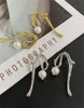 French Geometric Curved Pearl Earrings Trend Ins Stud Niche Design Mid-Length Fashion All-Match Cold Style Jewelry Accessories