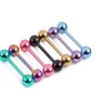 Set of 7 PCS 14G Stainless Steel Colorful Tongue Bar Rings Straight Barbell Body Piercing Jewelry