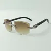 2021 Designer Sonnenbrille 3524023 XL Diamonds Schnittlinien natürliche schwarze Holzschlempel Gläser Größe 58-18-135mm312q