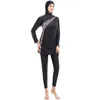 Costumi da bagno Burkini Costumi da bagno musulmani Donna islamica Borkini Costume da bagno da spiaggia conservatore nero Hijab a maniche lunghe Costume da bagno di grandi dimensioni