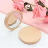 Wooden Small Round Mirror Outdoor Portable Mini Solid Color Makeup Mirrors Creative Party Women's Favorite Gifts T500570