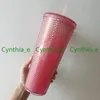 2021 Starbucks Duplo Gradiente Cor-de-rosa Durian Durian Straw Copo Tumblers Sereia Plástico Água Fria Copos de Café Presente Caneca
