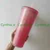 Starbucks Double Barbie Pink Becher Durian Laser Straw Cup Becher Mermaid Plastic Cold Water Coffee Cups Gift Mug245L