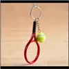 Nyckelringar Mode tillbehör Drop Leverans 2021 Badminton Tennis Ball Game Pendant Key Ring för barn Kvinnor Man Toy Sport Chain TJC5E