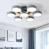 Ceiling Lights Modern Minimalist Nordic LED LLamp White Gray Green Metal Lampshade Wooden Light Bedroom Living Room El Chandelier