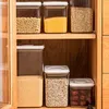 Storage Bottles & Jars Square Jar Practical Cupboard Sealing Can Plastic Stackable Pantry Organization