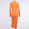 Spring Women Solid Color Midi Long Skinny Shirt Dress Vintage Sleeve Lapel Pleated Ruched One-piece Bodycon 210429