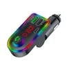 F8 Transmetteur FM à angle réglable Chargeurs de voiture BT5.0 Kit de lumière d'ambiance Modulateur Récepteur audio mains libres sans fil Rainbow LED avec boîte de vente au détail Lecteur MP3