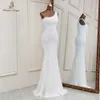 Seksowne białe cekiny Syrenki Suknie Wieczorowe Jedno sukienki na ramię dla kobiet Party Vestidos de Fiesta Robe de Soiree de Mariage 210719