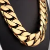 Nya herrgjutna titanstålhalsband Herrarna Super Thick Fashion Gold-Plated Necklace294g