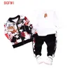 Baby Boys Spring Fall Print Set 0-1 2 3-4 year-old Boy Handsome Autumn Winter Clothes Three-piece Children's Fashion 210727