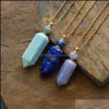 Кулон ожерелья подвески ювелирные изделия натуральные драгоценные камни каменные эфирные масла диффузор на бутылку ожерелье из нержавеющей стали капли 210323 падение доставки