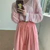 Femmes élastique taille haute Joggers rose violet Harem pantalon femme solide grande taille pantalon ample Harajuku pantalons de survêtement Streetwear 210619