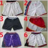 Team Basketball Shorts Just Don Wear Sport Pant With Pocket Zipper Sweatpants Hip Pop Blue White Black Purple Man Stitched Size S-XXXL