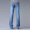メンズ伝統的なブートカットレッグジーンズスリムフィット少しフレアブルーブラック男性デザイナークラシックストレッチフレアパンツ266E