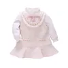 Vlinder Baby Meisjes Jurk Babykleertjes Lente Herfst Prinses Stijl Leuke Jurk 2 stuks set Verjaardag Lange Mouwen Meisje Jurken 9M-4T G1129