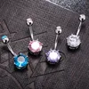Acier inoxydable 316L barres de cristal or ventre anneau Piercing bijoux cubique Zircon cloche bouton anneaux