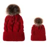 Pompom Ball Chapéu De Tricotado Inverno Mulheres Quentes Mulheres Parent-Criança Caps Torção Torção de Malha De Malha De Imitação Bolas De Cabelo Bola de Lã 9styles WHT0228