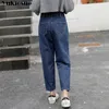 Vintage-Damen-Boyfriend-Jeans für Frauen, hohe Taille, blau, lässige Haremshose, koreanische Streetwear-Jeanshose, Frau 210608