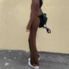 女性のズボン茶色の弾性ウエストフレアパンツ衣料品女性の底2021スラックビンテージカジュアルルーズズボンスウェットパンツジョガーQ0801