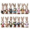 14" Artificial Straw Bunny Standing Rabbit with Carrot Home Garden Decoration Easter Theme Party Supplies 210811