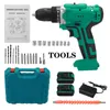 Professiona Electric Drills 3 in 1 임팩트 드릴 무선 망치 드라이버 25+3 Turque Power Driver 도구 상자 2 x 6000mAh 배터리 세트