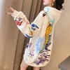 Women hooded graffiti print plus velvet thick ladies ins super fire lazy style jacket spring and autumn thin 210805