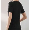 Summer Shirt Women O Neck Slim Wild Knitted Blouse for Short Sleeve Gold and Silver Ladies Tops Clothes 9444 50 210508