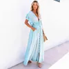 Sexy Deep V Backless Cover-ups Long White Ruched Tunic Dress Casual Summer Ruffle Sleeve Beach Woman Button Cover Up 210604