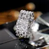 Marka koktajlowa pierścionki ślubne spakrling luksusowe klejnoty 925 srebrna księżniczka kroisz biały topaz cZ diamentowy kamienie wieczne WO165G