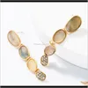 Charm Jewelry Drop Delivery 2021 Fashionable Multi-Layer Geometric Alloy Dripping Oil Diamond Rhinestone Earrings Female Temperament Cold Win