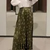 TRAF Kobiety Chic Moda Zwierząt Druku Plisowany Midi Spódnica Vintage Wysoka Talia Strona Zipper Kobiet Spódnice Mujer 210415