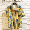 Imprimir marca verão camisa de praia masculina moda manga curta floral solta casual camisas mais asiático tamanho m-4xl 5xl havaiano 210721