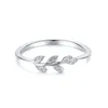 S925 Sterling Silver Wedding Ring Simple Cubic Zirconia Olive Leaf Shape for Women Cuff Finger Thumb Band Rings