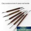 Topp 6st / set Sharp Clay Sculpting Wax Carving Pottery Tools Shapers Trähandtag Keramik Keramiklera Skulptur Carving Tools Fabrikspris Expert Design Kvalitet