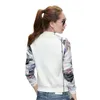 Kvinnor Jacka Mratt Toppar Blomma Tryck Tjej Plus Storlek Casual Baseball Sweatshirt Button Tun Bomber Långärmad Jacka 210522