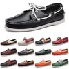 Män Casual Shoes Loafers Leather Sneakers Bottom Low Cut Classic Triple Black White Dress Shoe Mens Trainer
